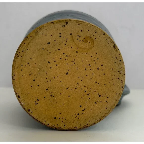 Hand Thrown Pottery  Jug Speckled Blue & Brown Glazed Ceramic Pitcher Cork Lid - Picture 2 of 7